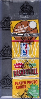 1990-91 Fleer Unopened Rack Pack (45 Cards) - BBCE Certified - Includes One Pack with Michael Jordan Card on Top